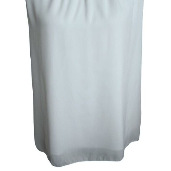 ALLIMY WHITE WOMEN SUMMER RUFFLE TRIM NECKLINE TANK TOPS DOUBLE LINED CHIFFON BL - Picture 7 of 12